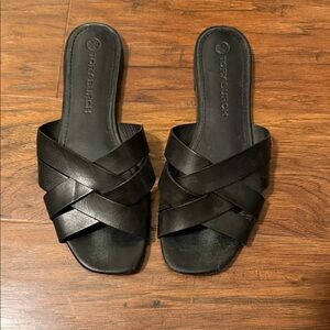 Tory Burch Black Crisscross Slide Sandals